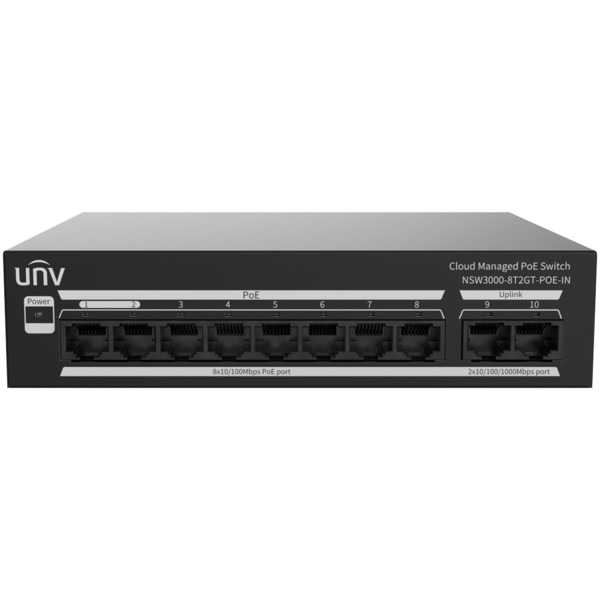 UNIVIEW UV-NSW3000-8T2GT-POE-IN Uniview Switch PoE Cloud Gestionable - 8 PoE802.3af/at + 2 uplink RJ45 - 8 RJ45 10/100 Mbps + 2