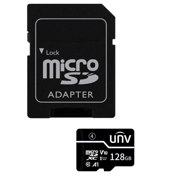 UNIVIEW UV-TF-128G-T-C Tarjeta microSD con adaptador Uniview - Capacidad 128 GB - Clase 10 | Velocidad R/W: 75/35 MB/s - Ciclos