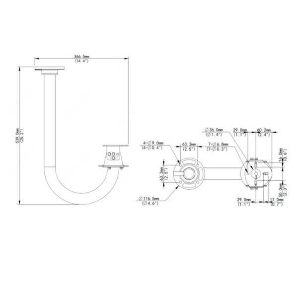 UNIVIEW UV-TR-CM06-C-IN Soporte de pared - Para domos motorizadas - Apto para uso en exterior y interior - Color blanco - Pasado (1)