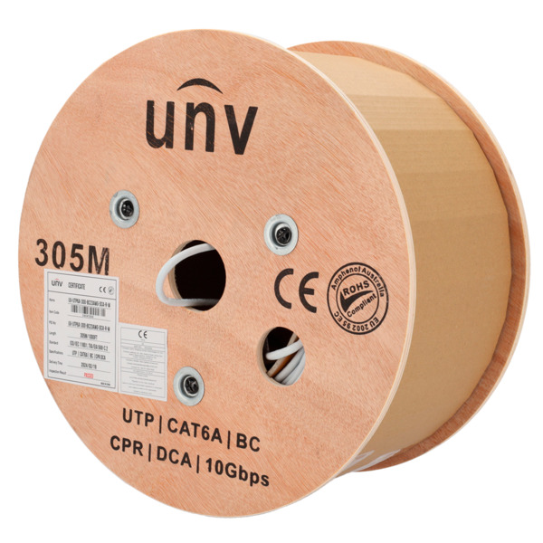 UNIVIEW UV-UTP6A-300-BC23AWG-DCA-R-W Uniview cable UTP Categoría 6A - Conductor OFC,100% cobre - Diámetro 23 AWG-0,55mm - Certif (1)