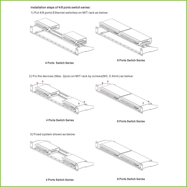 UTEPO MIT-A3 Soporte Rack 19" 1U para inyectores y switches de 4/8 puertos de Utepo (4)