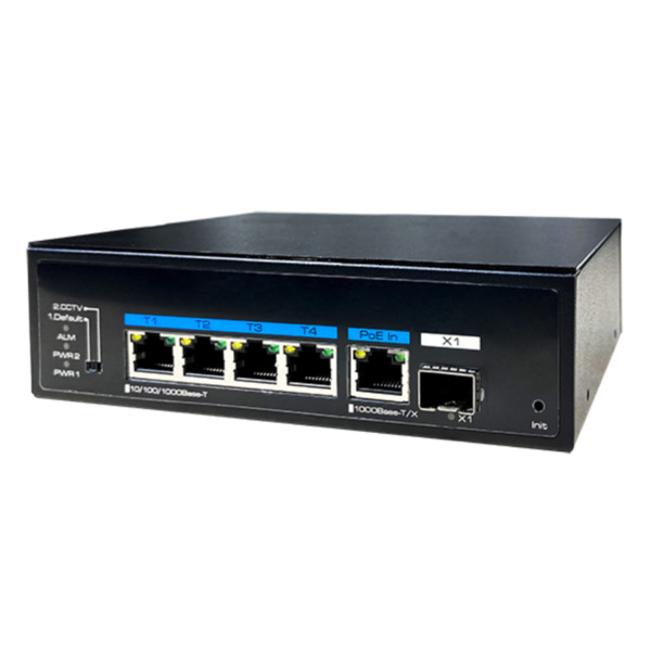 UTEPO UTP6306TS-PSD-PDD Switch PoE++ 4 puertos Gigabit + 1RJ45 Uplink Gigabit + 1SFP Uplink Gigabit 120W-PoE-IN 802.3af/at/bt 6K