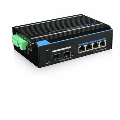 Utepo UTP7304GE-POE-150W Switch industrial 4 puertos PoE cobre Gb + 2 puertos FO Gb SFP. Hi-PoE 60W (1), PoE+ 30W (2-4) Max 150W