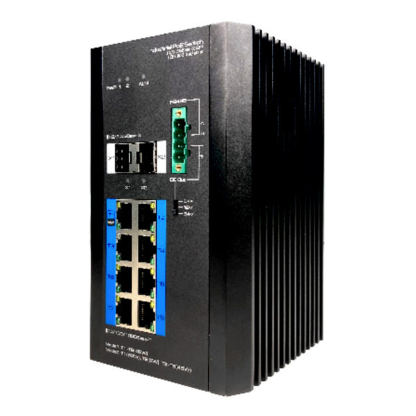 UTEPO UTP7310S-PSD240-W Switch Industrial Fast-Ring PoE+ 8 puertos Gigabit + 2SFP Uplink 1G/2.5G 802.3af/at/bt 6KV DC12V-57V(amp