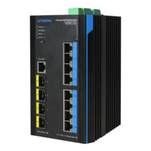 UTEPO UTP7608GE-POE-IE Switch Industrial Fast-Ring PoE 8 puertos Gigabit + 4 Uplink 10G SFP 240W 802.3af/at 6KV - Layer 3