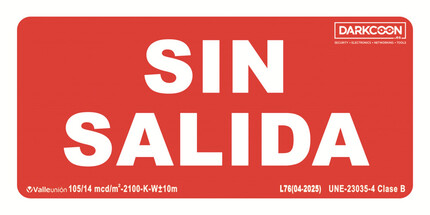 Comprar VALLEUNION P-188 Señal Sin Salida fotoluminiscente, homologada Clase B.