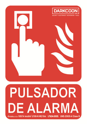 Comprar VALLEUNION P-161 Señal Pulsador de Alarma fotoluminiscente, homologada Clase B.