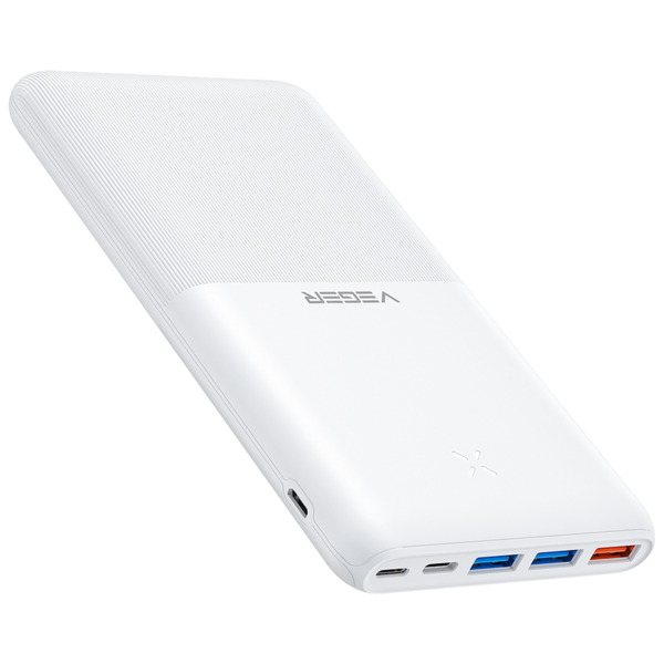 VEGER Power bank con LEDs de carga - Capacidad 20000mAh  - Entradas USB-C, Micro USB, Lightning - Salidas USB-C, 3x USB-A - Carg