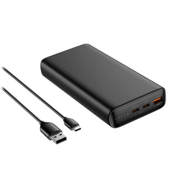 VEGER Power bank con LEDs de carga - Capacidad 20000mAh - Entradas USB-C - Salidas 2x USB-C, USB-A - Carga 3 dispositivos a la v