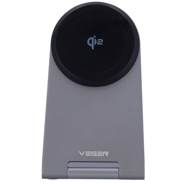 VEGER VG-Q7 Cargador inalámbrico VEGER - Potencia 15W - Entrada USB-C - Carga rápida - Salida inalámbrica | MagSafe - Con soport (1)