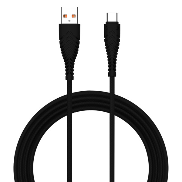 VEGER VG-V104 Veger - Cable USB2.0 - USB-A a USB-C - Cubierta de plástico, Nylon trenzado - Longitud 1.2m - Color negro