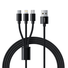 VEGER VG-V303 Veger - Cable USB 3 en 1 - USB-A a USB-C, Lightning y Micro-USB - Cubierta de metal, Nylon trenzado  - Longitud 1.