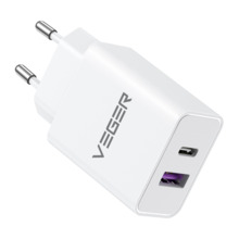 VEGER VG-VLS302U VEGER - Cargador USB - Potencia 30W - Carga rápida  - Salidas USB-A, USB-C - Color blanco