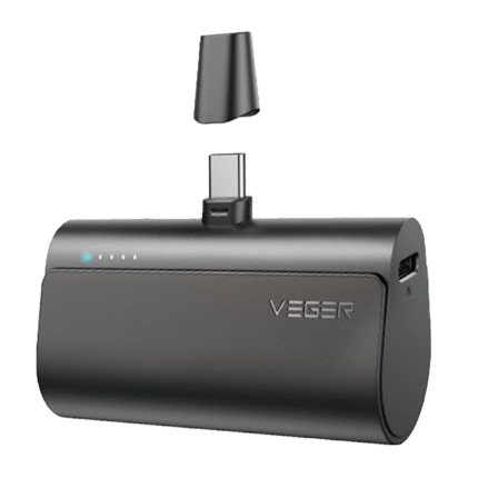 Comprar VEGER VG-W0556 VEGER Mini Power bank con LEDs  carga - Capacidad 5000mAh - Entrada USB-C, Conector USB-C - Salida Conector USB-C - Carga 1 dispositivo - Carga rápida PD20W