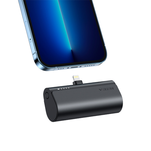 VEGER VG-W0556P VEGER Mini Power bank con LEDs carga - Capacidad 5000mAh - Entrada USB-C - Salida Conector Lightning - Carga 1 d (3)