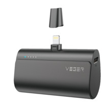 VEGER VG-W0556P VEGER Mini Power bank con LEDs carga - Capacidad 5000mAh - Entrada USB-C - Salida Conector Lightning - Carga 1 d