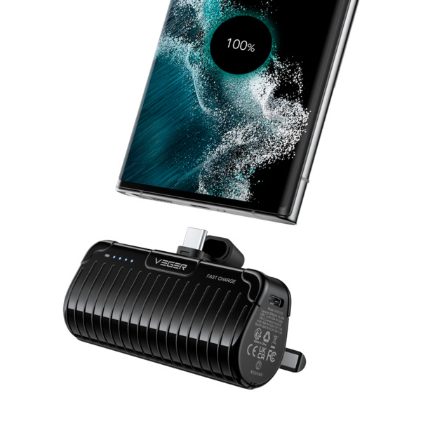 VEGER VG-W0558 VEGER Mini Power bank con LEDs carga - Capacidad 5000mAh - Entradas USB-C, Conector USB-C - Salida Conector USB-C (1)
