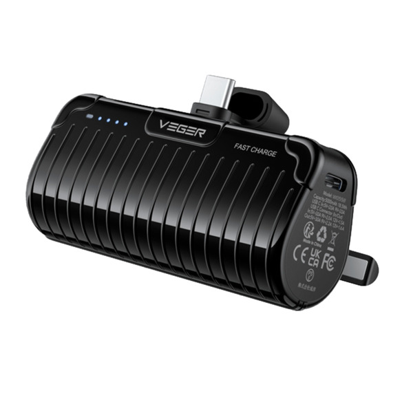 VEGER VG-W0558 VEGER Mini Power bank con LEDs carga - Capacidad 5000mAh - Entradas USB-C, Conector USB-C - Salida Conector USB-C