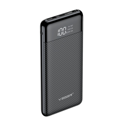 Comprar VEGER VG-W1087 VEGER Power bank con pantalla LCD - Capacidad 10000mAh - Entradas USB-C, Micro USB - Salidas USB-C, USB-A  - Carga 2 dispositivos a la vez - Color negro