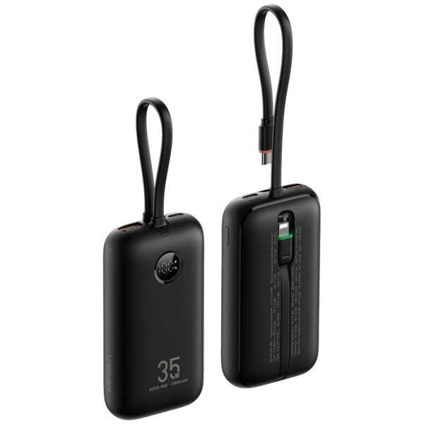 VEGER VG-W1188 VEGER Power bank con pantalla LCD - Capacidad 10000mAh - Entradas USB-C, Cable USB-C - Salidas USB-C, USB-A y cab
