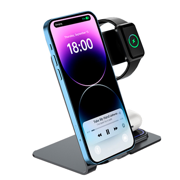 VEGER VG-Y9 Cargador inalámbrico VEGER - Potencia 15W - Entrada USB-C - Carga rápida - Salidas: Smartphone, Airpods y Apple Watc (1)