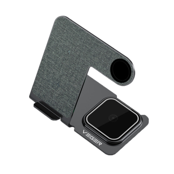VEGER VG-Y9 Cargador inalámbrico VEGER - Potencia 15W - Entrada USB-C - Carga rápida - Salidas: Smartphone, Airpods y Apple Watc