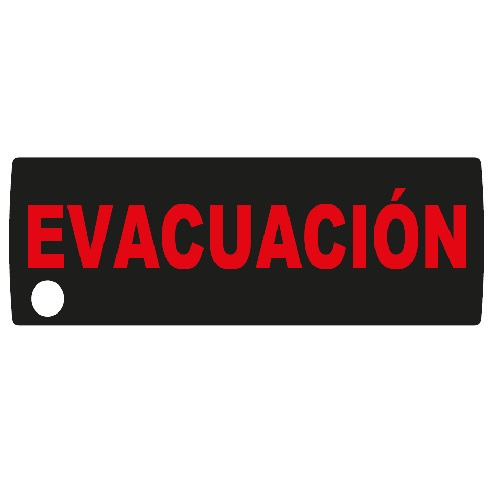 Venitem ET-VN59X-E1 Etiqueta para indicador de extinción serie VN59X. Texto "Evacuación". Fondo negro.
