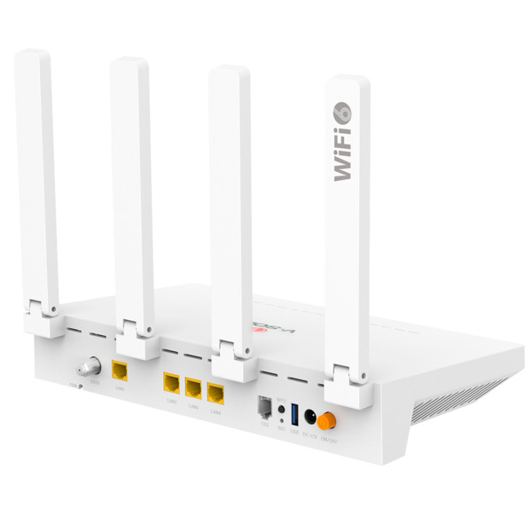 VSOL HG3232AX30T V-SOL Router ONT Wi-Fi 6 - 1X PON  4x LAN RJ45 GE 1x RJ11 1x CATV 1x USB3.0 - 802.11ax 3x3 doble banda 2.4 y 5G (1)