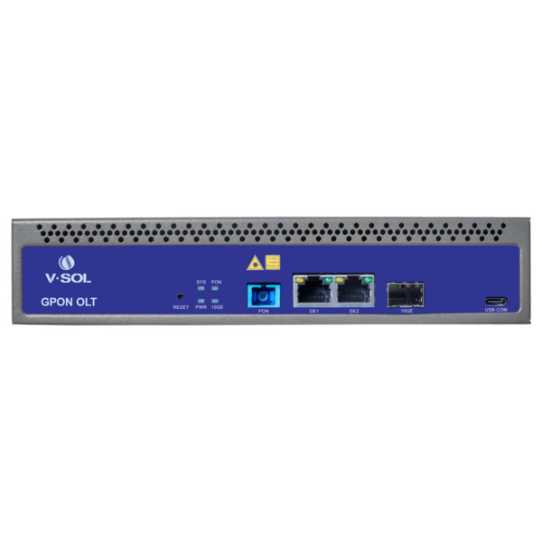 VSOL V1600GS-F V-SOL Single Pon Gpon OLT - 2 Puertos RJ45 10/100/1000 Mbps + 1 Puerto SFP+ 1/10Gigabit - Hasta 128 ONT por equi