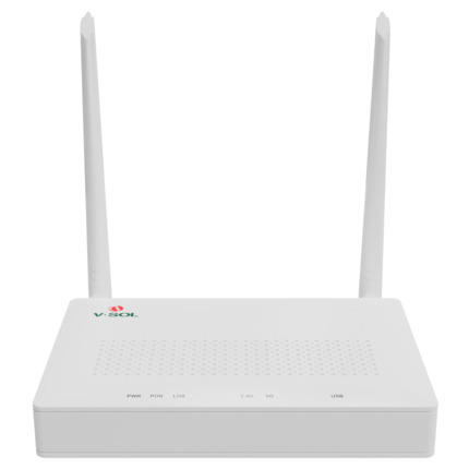 Comprar VSOL VSOL-V2804AC-A V-SOL Router ONT Wi-Fi 5 AC1200 - 1X PON  4x LAN RJ45 10/100/1000Mbps 1x USB3.0 - 802.11ac 2x2 doble banda 2.4 y 5GHz  - Ideal para FTTH doméstico y empresarial - Diseñado para crear una red Mesh completa