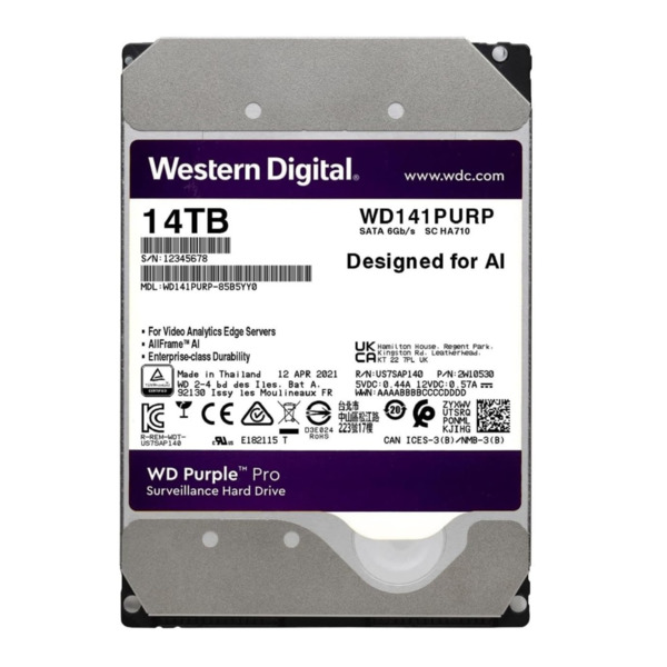 WESTERN DIGITAL WD142PURP Disco Duro WD Purple Pro 14TB Especial Seguridad