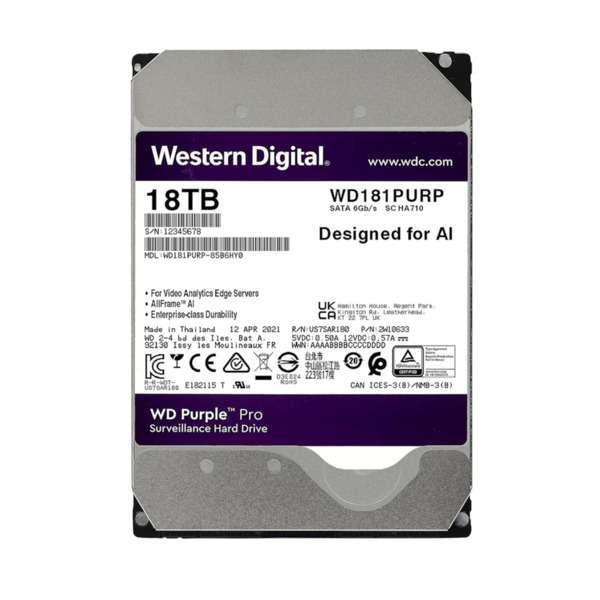 WESTERN DIGITAL WD181PURP Disco Duro WD Purple Pro 18TB Especial Seguridad