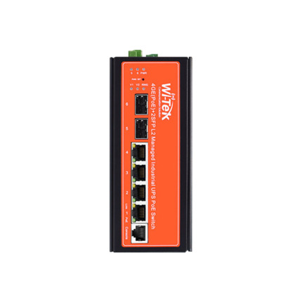 Comprar Wi-Tek WITEK-0076 WI-PMS306GF-UPS-I Switch PoE gestionable L2 Wi-Tek para energía Solar. 4 puertos PoE 10/100/1000Mbps. 2 ranuras SFP de 1000Mbps. 1 puerto consola. Entrega poE total de 120W. Entrada de alimentación solar. Entrada de alimentación