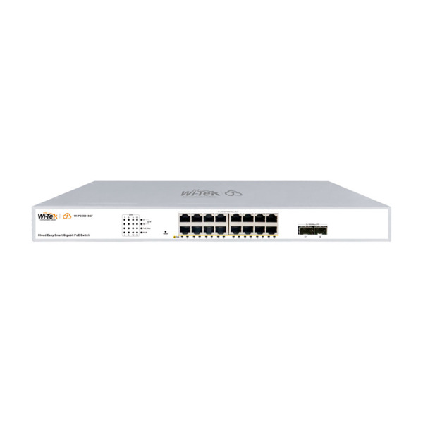 Wi-Tek WITEK-0089N WI-PCES318GF V2 Switch PoE gestionado en la nube. 16 puertos PoE Gigabit. 2 puertos Uplink SFP Gigabit. Entre