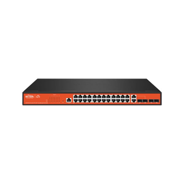 Wi-Tek WITEK-0112 WI-PCMS328GF Switch PoE gestionable L2 Wi-Tek de gama comercial. 24 puertos PoE Gigabit. 2 puertos combo Gigab