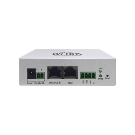 Comprar Wi-Tek WITEK-0117 WI-IOT100 Controlador en la nube para switch PoE alimentado por energía solar. 1 puerto RJ45 de 100Mbps. 1 puerto RS485 para conectar el switch PoE solar. 1 entrada PoE (802.3af) de 100Mbps y fuente de alimentación de 12V~54V CC