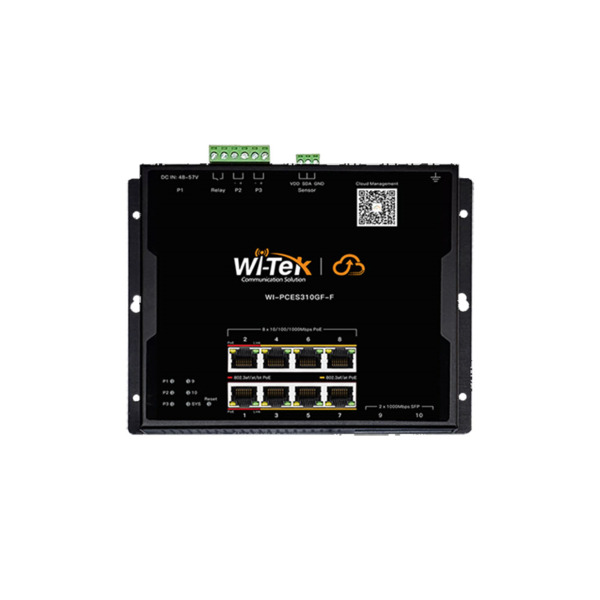 Wi-Tek WITEK-0120 WI-PCES310GF-F Switch PoE gestionado en la nube. 8 puertos PoE RJ45 Gigabit. 2 ranuras SFP Gigabit. Entrega Po