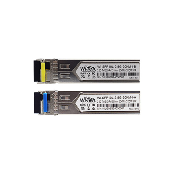 Wi-Tek WITEK-0123 WI-SFP10L-2.5G-20KM-I Módulo SFP Wi-Tek de fibra simple de 2,5 Gbps. Grado industrial. Distancia de hasta 20km