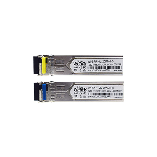 Wi-Tek WITEK-0124 WI-SFP10L-20KM-I Módulo SFP Wi-Tek de fibra simple de 1,25 Gbps. Grado industrial. Distancia de hasta 20km. Co