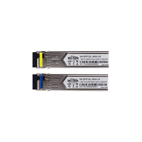 Wi-Tek WITEK-0125 WI-SFP10L-3KM-I Módulo SFP Wi-Tek de fibra simple de 1,25 Gbps. Grado industrial. Distancia de hasta 3 km. Con