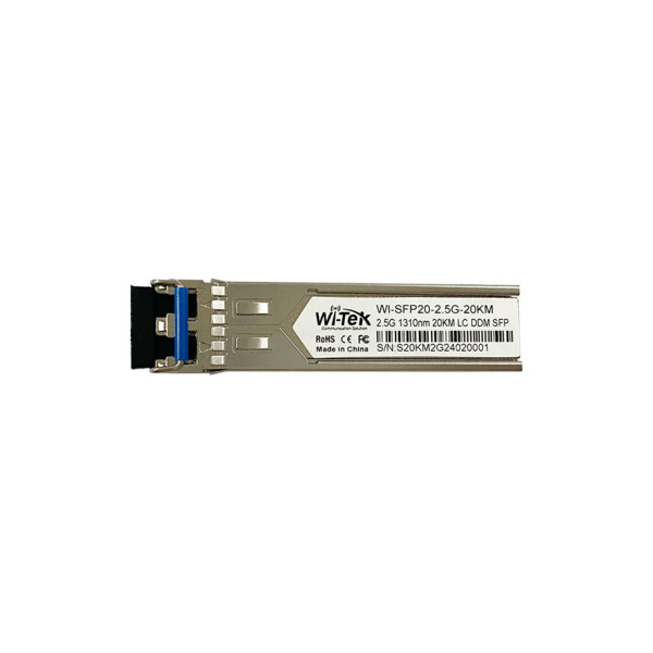 Wi-Tek WITEK-0130 WI-SFP20-2.5G-20KM Módulo SFP Wi-Tek de fibra simple de 2,5 Gbps. Distancia de hasta 20 km. Conector LC. Sopor