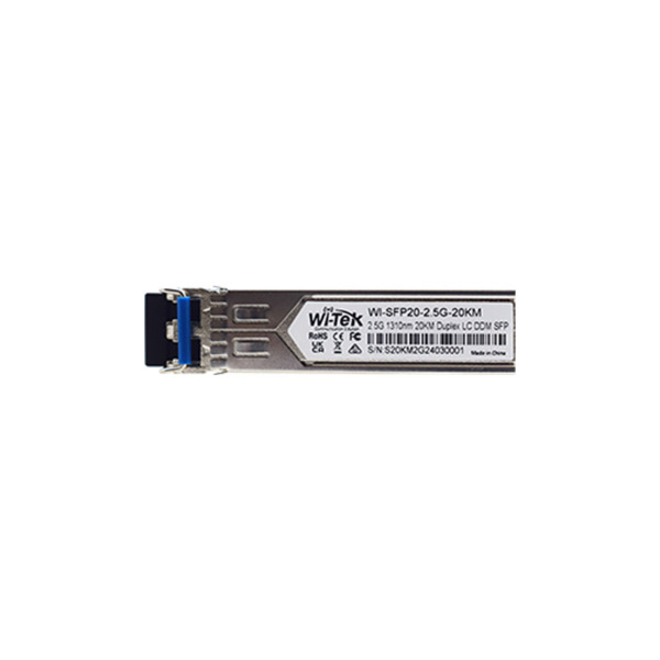 Wi-Tek WITEK-0132 WI-SFP20L-2.5G-20KM-I Módulo SFP Wi-Tek de fibra simple de 2,5 Gbps. Grado industrial. Distancia de hasta 20 k