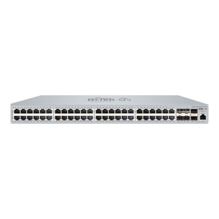 Comprar Wi-Tek WITEK-0140 WI-PCMS554F-L3 V2 Switch PoE+ gestionable L3 Wi-Tek. 48 puertos PoE (802.3af/at) Gigabit. 6 ranuras SFP+ de 10 Gigabit. 1 puerto consola. Entrega PoE total de 370W. Enrutamiento estático, RIP, OSPF, DHCP Server/Relay. Funciones