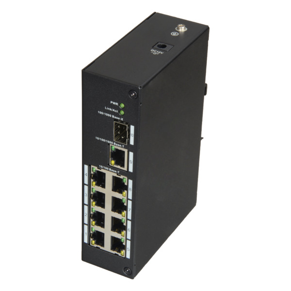 X-SECURITY XS-SW09-C-DIN X-Security - Switch Industrial - 8 puertos RJ45 + 1 Uplink GIGA + 1 SFP - Velocidad 10/100 Mbps - Plug