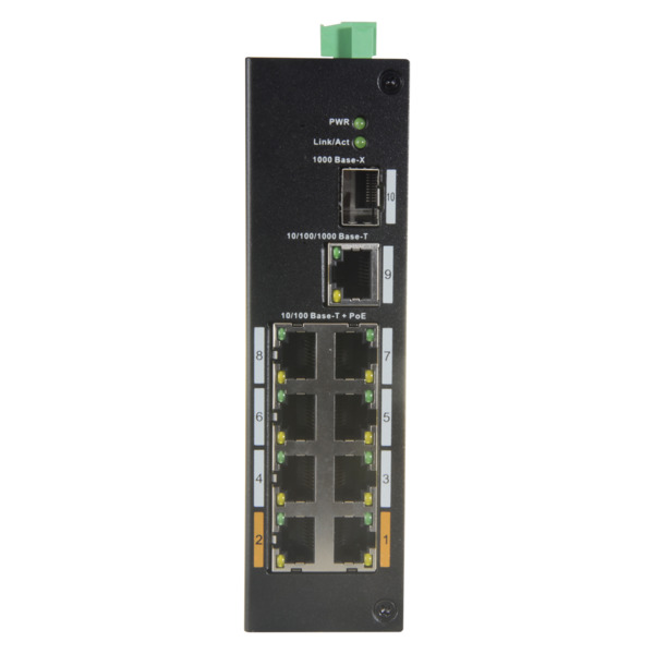 X-SECURITY XS-SW1008POE-96-DIN Switch PoE X-Security - 8 puertos PoE + 1 Uplink RJ45 - Velocidad 10/100 Mbps - Potencia 30 W por (7)