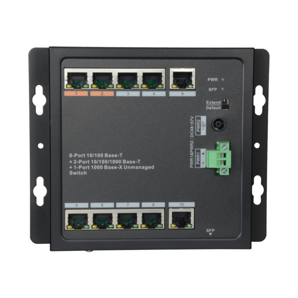 X-SECURITY XS-SW1108HIPOE-96DIN Switch HiPoE X-Security - 8 puertos PoE + 2 Uplink (RJ45) + 1 Uplink (SFP) - 8x 10/100Mbps + 2x (7)