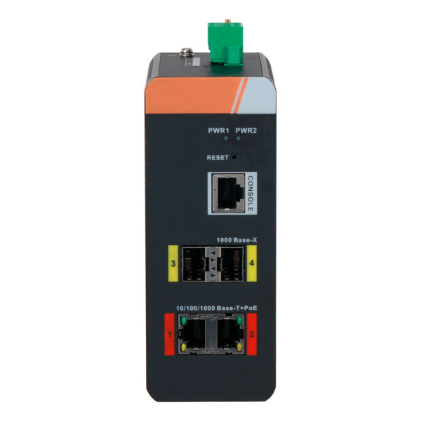 X-SECURITY XS-SWI0402HIPOE-MGF-120-DIN Switch PoE X-Security Carril DIN - 2 puertos PoE RJ45 + 2 SFP - Velocidad 10/100/1000 Mbp (1)