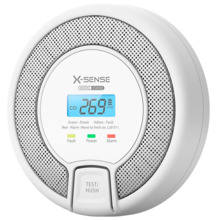 X-SENSE CO03D Detector de CO autónomo X-Sense - Batería reemplazable - Indicador luminoso de alarma - Alarma sonora 85 dB a 3m -