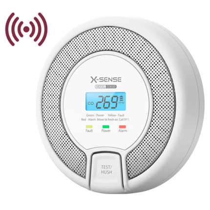 Comprar X-SENSE CO03D-W Detector de CO autónomo X-Sense - Permite conectar 24 detectores por RF 868MHz - Batería reemplazable - Indicador luminoso y alarma sonora 85 dB a 3m - Botón de Test y pantalla LCD - Certificado EN 50291