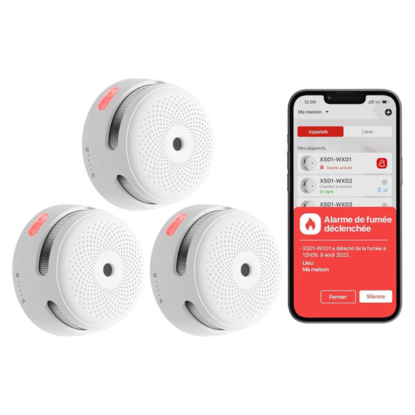 X-SENSE FS31 Kit de detección de incendio autónomo X-Sense - Inlcuye 3 detectores de humo XS01-M y Hub SBS50 - Conexión con HUB (1)